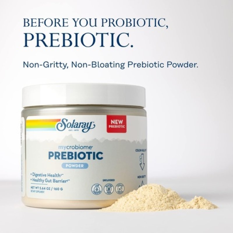 SOLARAY Mycrobiome Prebiotic Powder for Colon and Gut Health 20 Servings 5.64 OZ Unflavored