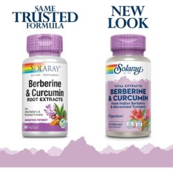 Solaray Berberine & Curcumin Root Extracts Healthy Digestive Cardiovascular Metabolic Function Support 60 VegCaps