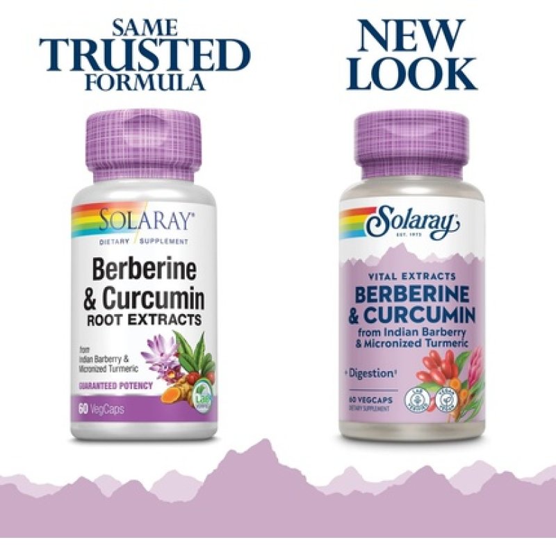 Solaray Berberine & Curcumin Root Extracts Healthy Digestive Cardiovascular Metabolic Function Support 60 VegCaps
