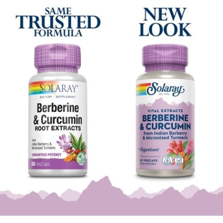 Solaray Berberine & Curcumin Root Extracts Healthy Digestive Cardiovascular Metabolic Function Support 60 VegCaps
