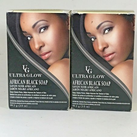 Ultra Glow African Black Soap Natural Cleanser Exfoliates Acne