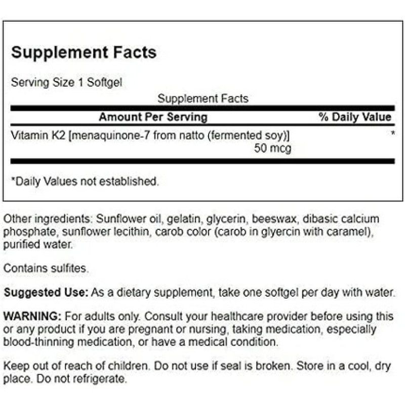 Swanson Natural Vitamin K2 50mcg 30 Softgels