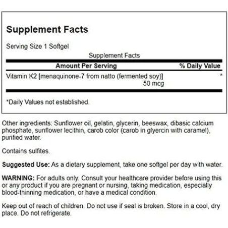Swanson Natural Vitamin K2 50mcg 30 Softgels