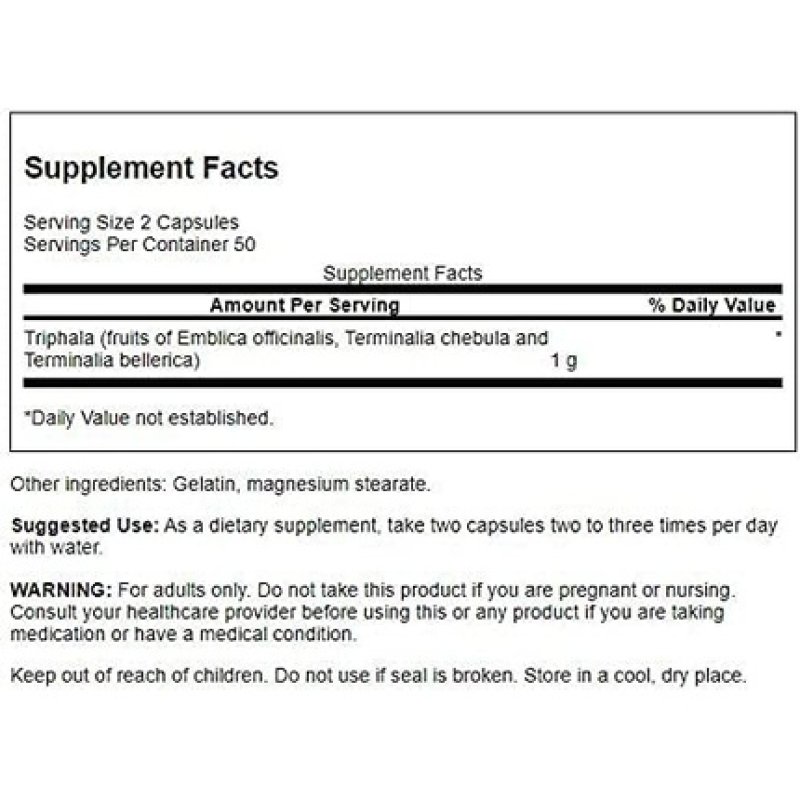 Swanson Triphala Cleanse Detox GI Tract 500mg 100 Capsules - Pack of 4