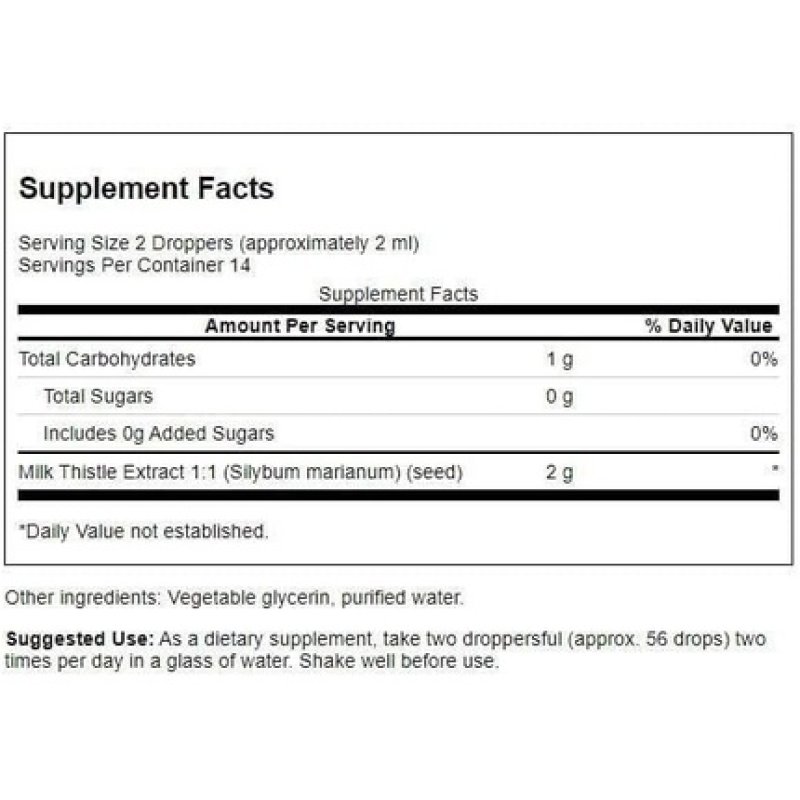 Swanson Milk Thistle Liquid Extract Alcohol & Sugar Free 1 Fl Oz 29.6ml