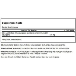 Swanson Olive Leaf Extract Immune Cardiovascular Antioxidant Support Supplement 500mg 60 Capsules