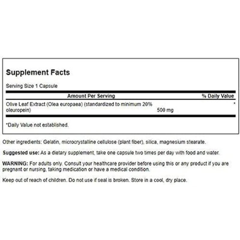 Swanson Olive Leaf Extract Immune Cardiovascular Antioxidant Support Supplement 500mg 60 Capsules