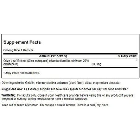 Swanson Olive Leaf Extract Immune Cardiovascular Antioxidant Support Supplement 500mg 60 Capsules