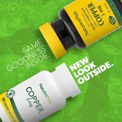 NaturesPlus Copper 3mg High Potency Essential Minerals & Amino Acids 90 Vegetarian Tablets