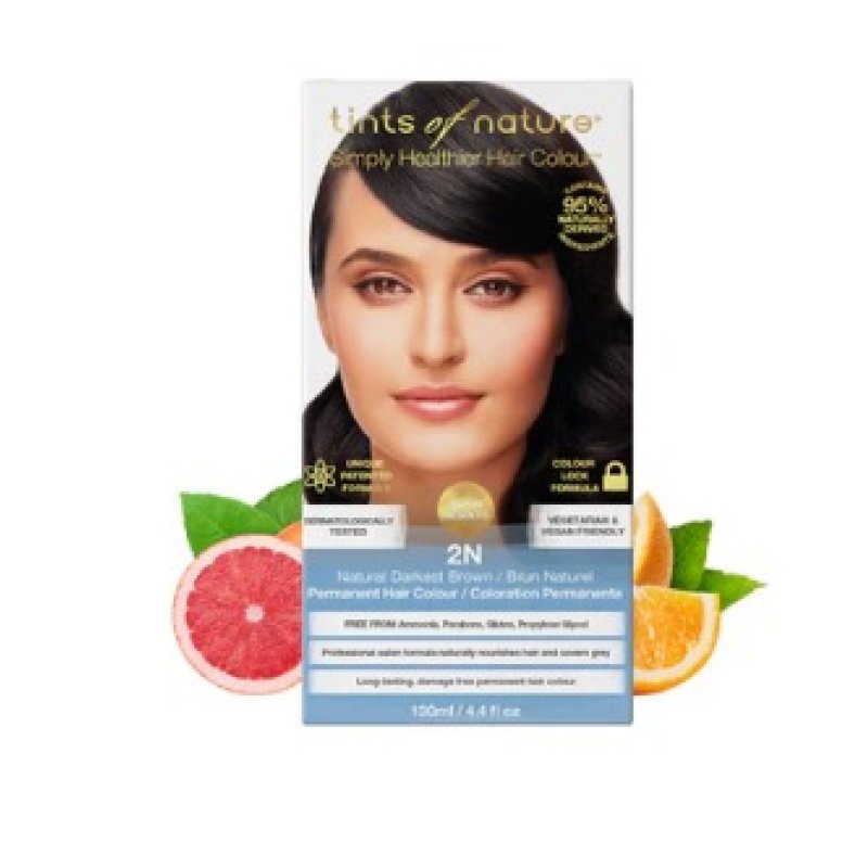Tints of Nature 2N Natural Darkest Brown Permanent Hair Dye 130ml