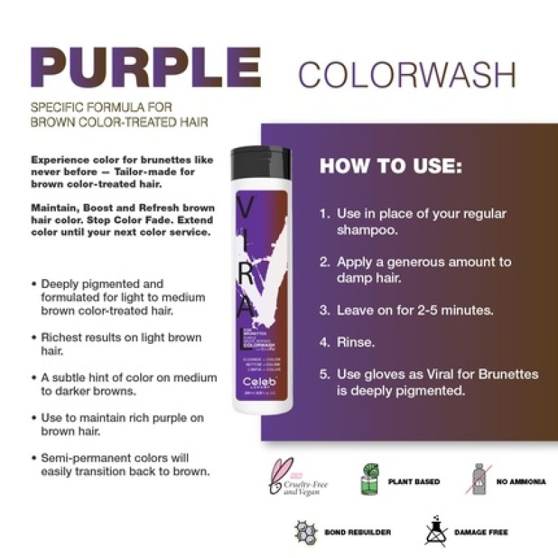 Celeb Luxury Purple Hair Color Depositing Colorwash Shampoo for Brunettes