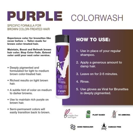 Celeb Luxury Purple Hair Color Depositing Colorwash Shampoo for Brunettes