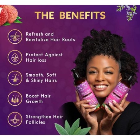 Blaq Luxury Sage & Lychee Repair and Strengthen Shampoo with Biotin and Nettle - Sulfate-Free Formula for All Hair Types