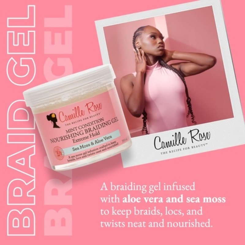Camille Rose Mint Condition Braid Gel with Aloe and Sea Moss for Moisture