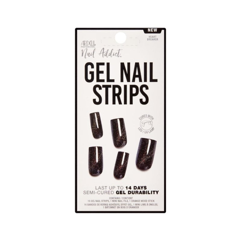 Ardell Nail Addict Gel Nail Strips Ongles des mains Noir Motif 16 pièce(s)