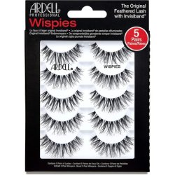 Ardell False Eyelashes Wispies Black Medium Volume Long Length Rounded Lash Style Crisscross Feathering Curl Invisiband