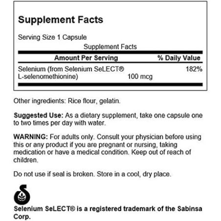 Swanson Selenium L-Selenomethionine 100mcg 200 Capsules