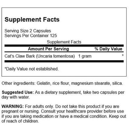 Swanson 500mg Cat Claw Supplement 250 Capsules