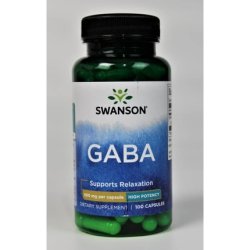 Swanson GABA Amino Acid Supplement Promoting Calm & Relaxation 100 Capsules 500mg - Pack of 2