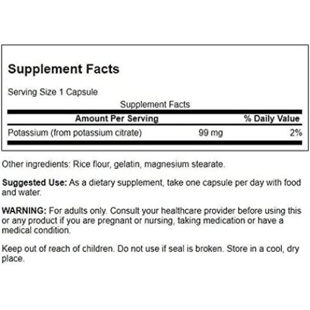 Swanson Potassium Citrate Mineral Supplement Promoting Heart Health & Energy Support 120 Capsules 99mg