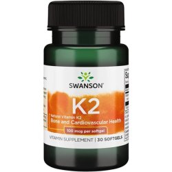 Swanson Vitamin K2 Menaquinone-7 Supplement Supporting Cardiovascular and Bone Health 30 Softgels 100mcg