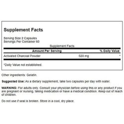 Swanson Activated Charcoal Natural Supplement Supporting Healthy Absorption 120 Capsules 520mg per Serving