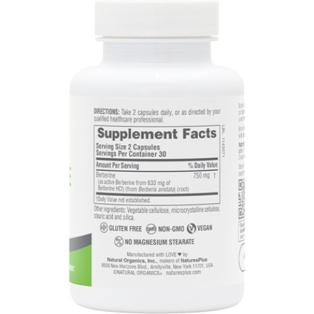Natures Plus PRO Berberine 750mg 60 Capsules Supports Healthy Metabolism Non-GMO Vegan Gluten Free 30 Servings