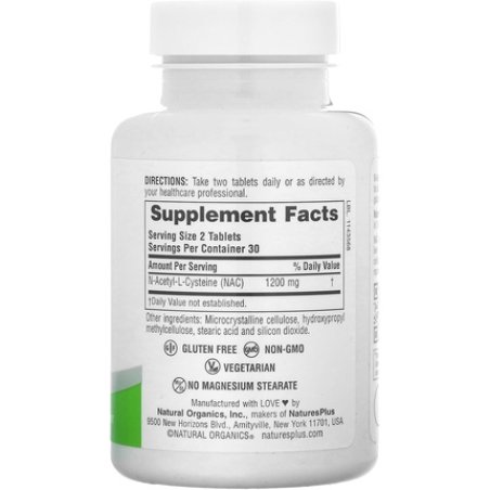 Natures Plus PRO NAC 1200mg 60 Tablets Crucial for Replenishing Glutathione Non-GMO Vegan Gluten Free 30 Servings