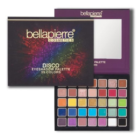 Bellapierre Disco Eyeshadow Makeup Palette 35 Colorful Shades Matte Satin Shimmer Glitter Finishes Non-Toxic Paraben