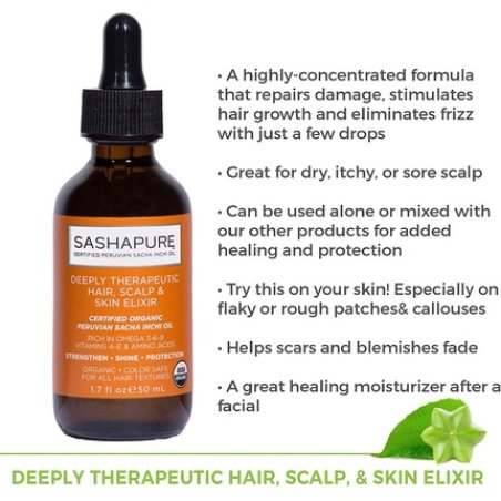 Sashapure Deeply Therapeutic Hair, Scalp & Skin Elixir 50ml