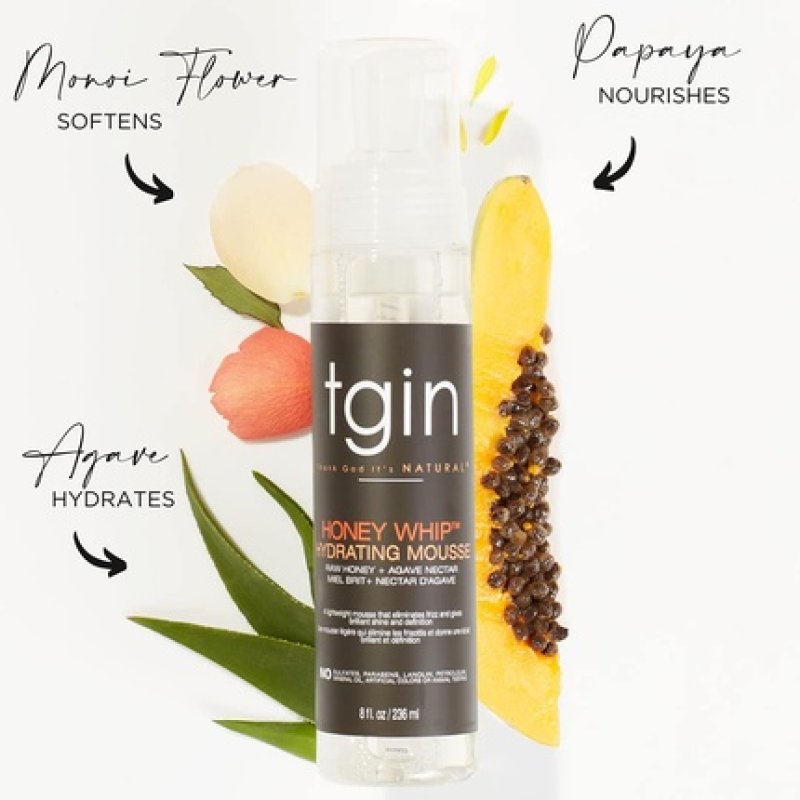 Tgin Honey Whip Hydrating Mousse for Natural, Dry, Curly, and Damaged Hair