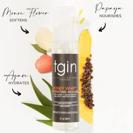 Tgin Honey Whip Hydrating Mousse for Natural, Dry, Curly, and Damaged Hair