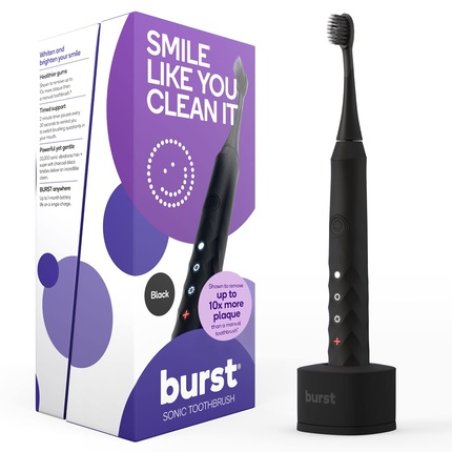 Burst Original Sonic Electric Toothbrush for Adults Black - Soft Bristle Deep