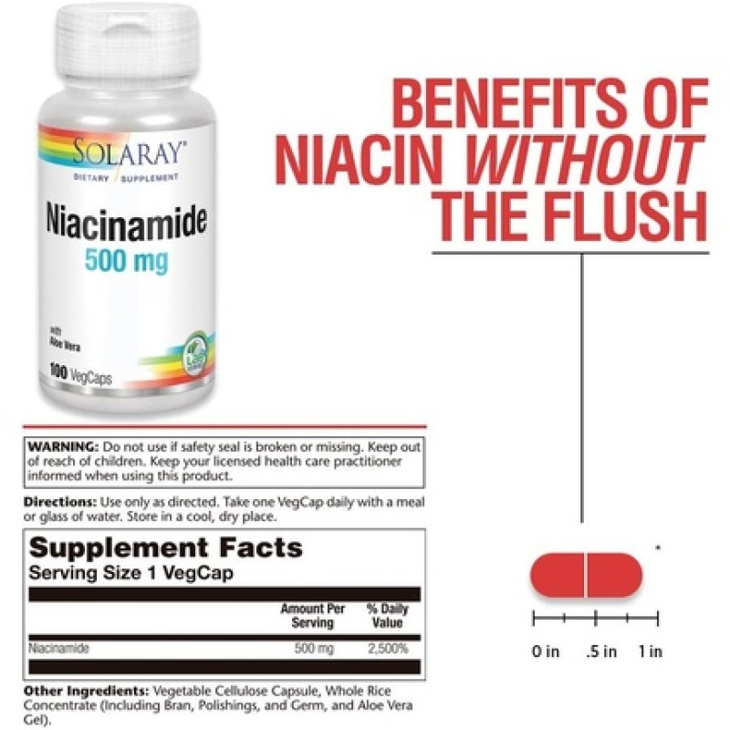 Solaray Niacinamide 500mg Vitamin B3 for Energy Metabolism, Circulation, and Nerve Health