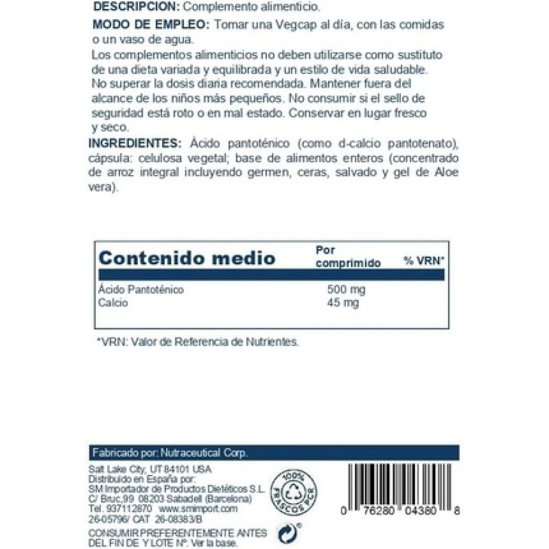 Solaray Pantothenic Acid 500mg