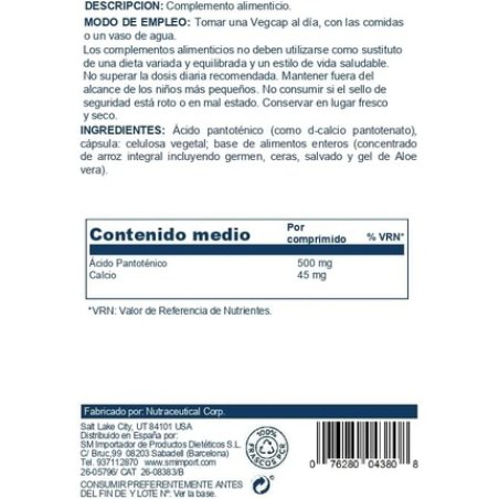 Solaray Pantothenic Acid 500mg