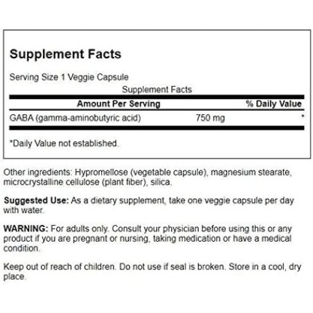 Swanson Maximum Strength GABA 750mg 60 Veg Capsules