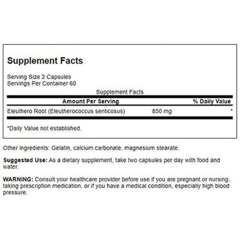 Swanson Eleuthero Root 425mg Herbal Supplement 120 Capsules
