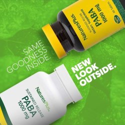 NaturesPlus PABA Sustained Release 1000mg Skin Health Support Supplement 60 Vegetarian Tablets