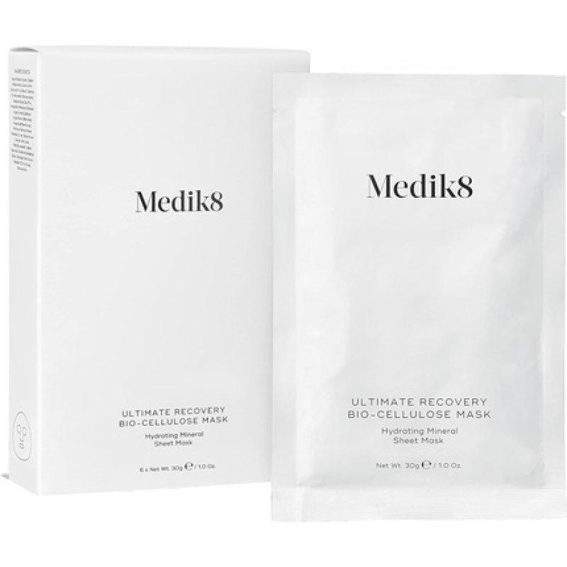 Medik8 Ultimate Recovery Bio Cellulose Mask Hydrating Mineral Sheet Mask 6 Sachets 30g