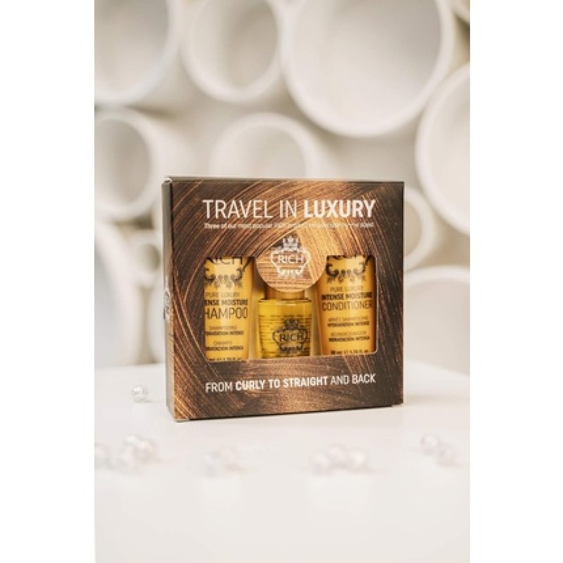 RICH Travel in Luxury Gift Set - Intense Moisture Shampoo 1.70 Fl Oz, Intense Moisture Conditioner 1.70 Fl Oz, Argan