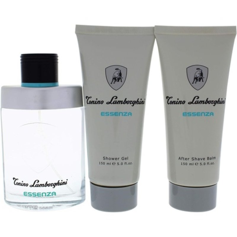 Tonino Lamborghini Essenza Gift Set for Men: Fragrance 125ml, Shower Gel 150ml, and Aftershave Balm 150ml in Metal Tin