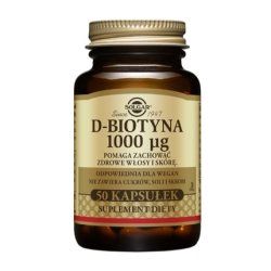 Solgar D-Biotin 1000 Micrograms - 50 Capsules For Hair, Skin, And Nails