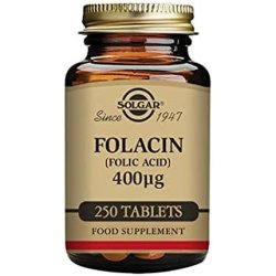 Solgar Folacin 400µg Tablets Vitamin B9 Healthy Wellbeing Healthy Maternal Tissue Growth Vegan Gluten Free and Kosher