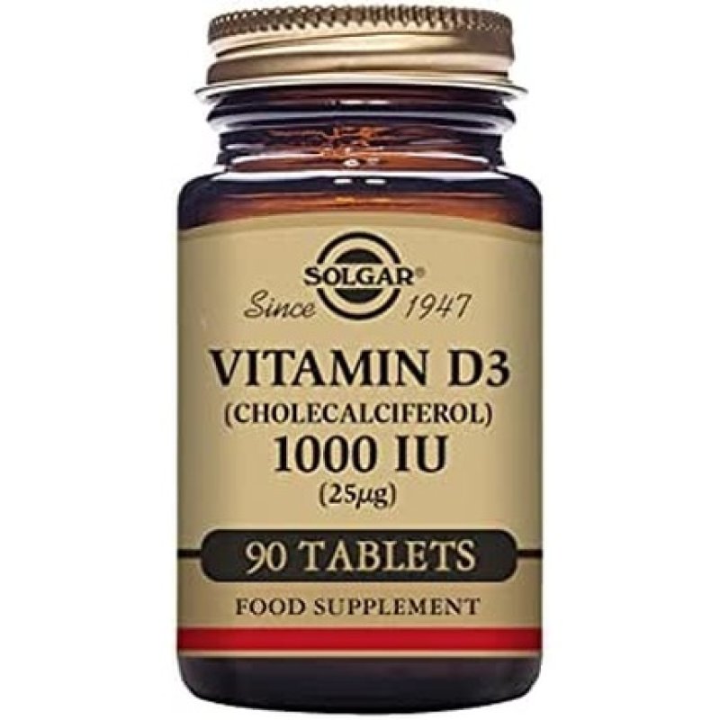 Solgar Vitamin D3 Cholecalciferol 1000 IU Tablets 90 Count