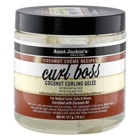 Aunt Jackie's Coconut Crème Recipes Curl Boss Coconut Curling Hair Gel for Natural Curls, Coils and Waves 18 oz