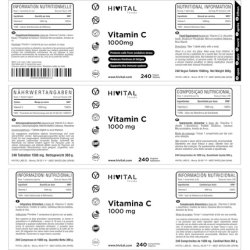 Vitamin C 1000mg Ascorbic Acid 240 Vegan Tablets