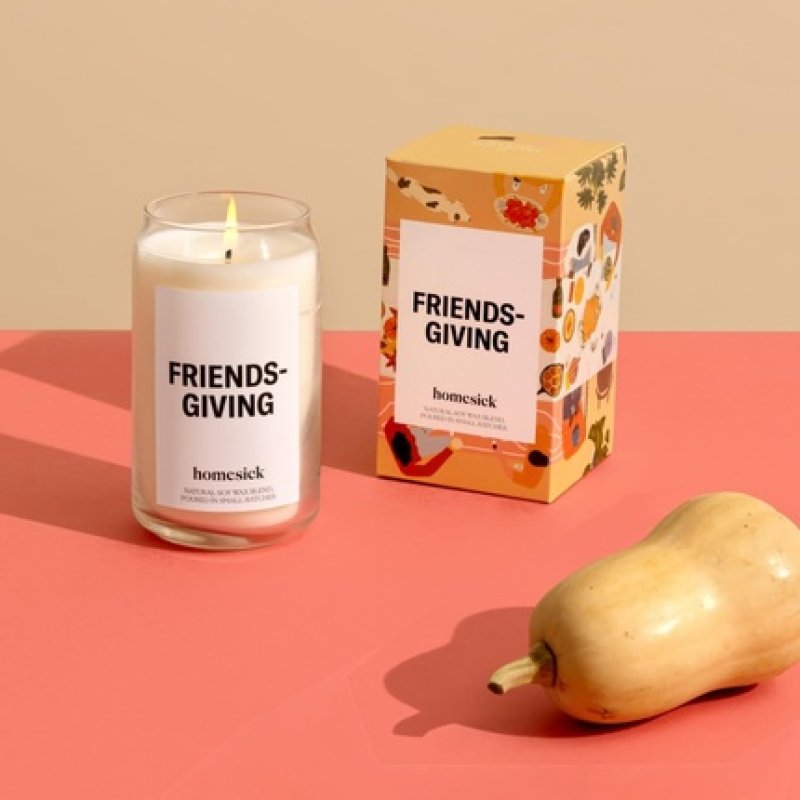 Homesick Friendsgiving Scented Candle Toasted Pecan Butternut Squash Oud Wood 13.75 oz 60-80 Hour Burn Soy Blend Candle