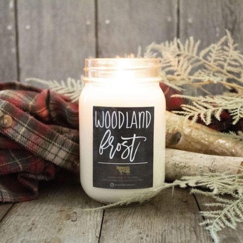 Milkhouse Candle Company Woodland Frost 13oz Beeswax and Soy Candles Farmhouse Collection 100% Natural Paraffin Free
