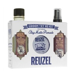 Reuzel Clay Matte Pomade Groom Try Me Kit - Gift Set Of Hair Care For Men